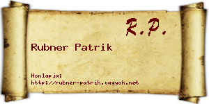 Rubner Patrik névjegykártya
